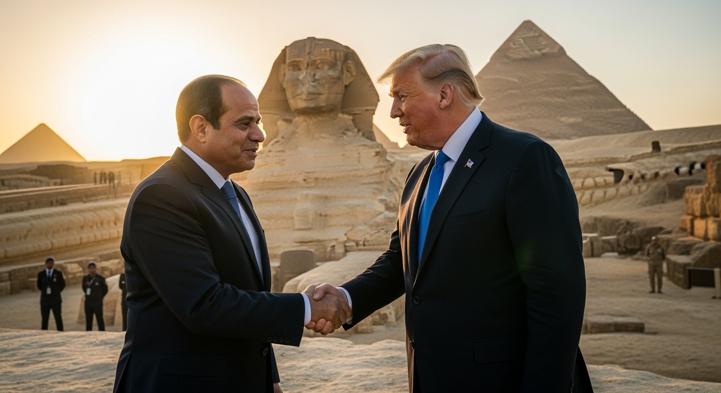 埃及總統塞西（Sisi）歡迎川普（Trump）訪問埃及。